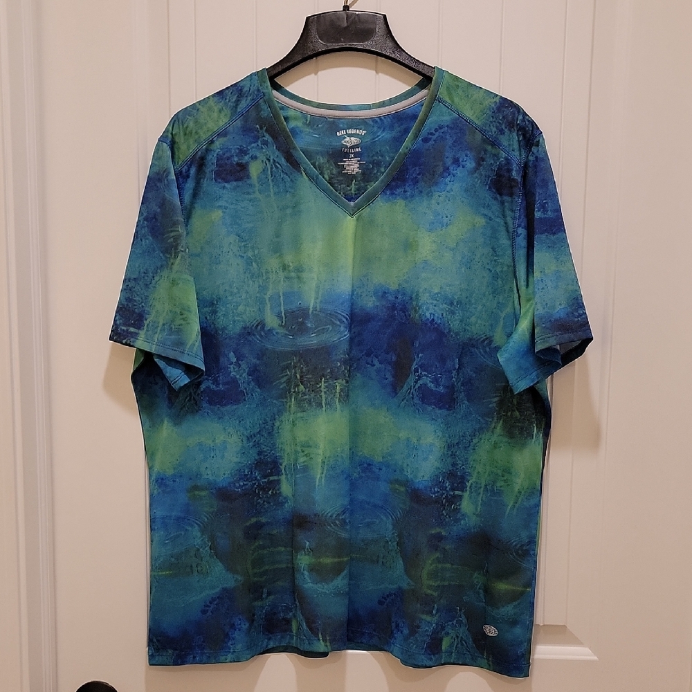Reel Legends Freeline Blue Green Short Sleeve TShirt Size 2XL